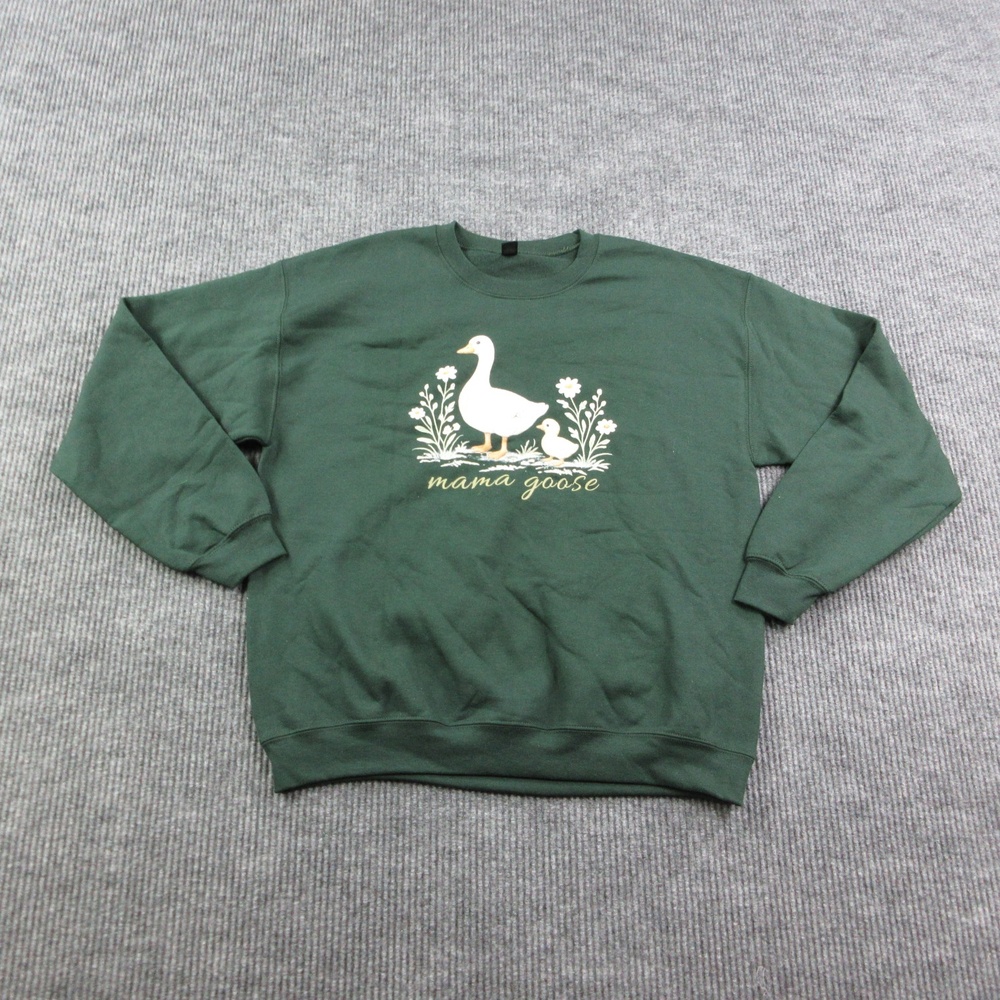 Mama Goose Sweatshirt Mens L Green Pullover Heavyweight Fleece Gildan Graphic